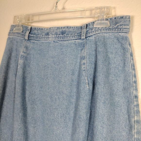 Women's Jean Skirt Size 12 Button Up Denim Vintage Karen Kane Trendy Skirts - Picture 9 of 10